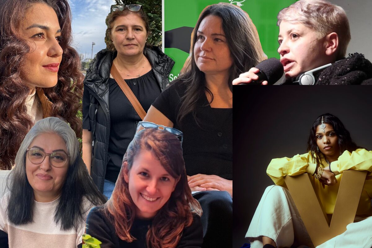 Aktivistinnen des Solidaritätsbündnisses: Sibel Leyla, Fatma Ceylan, Naomi Henkel-Gümbel & Aynur Satır