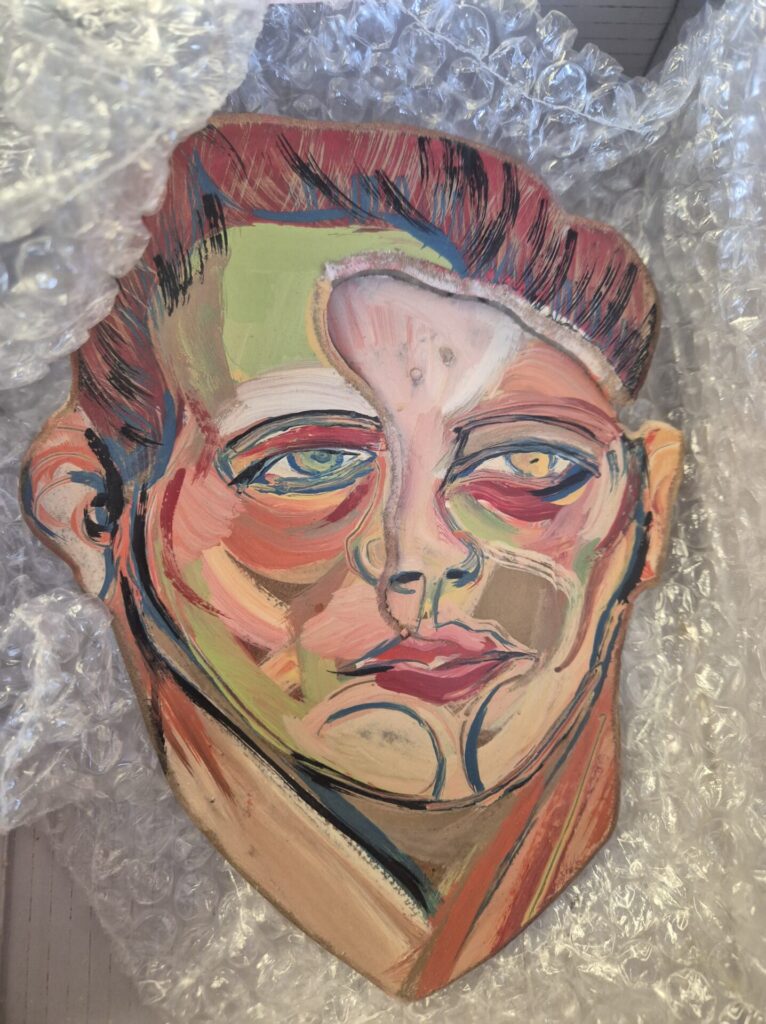 Judy Glantzmann o.T. (Head) (1985), Wandobjekt, Lack auf Hartfaser, Cutout 20 x 15 x 3,5 cm.