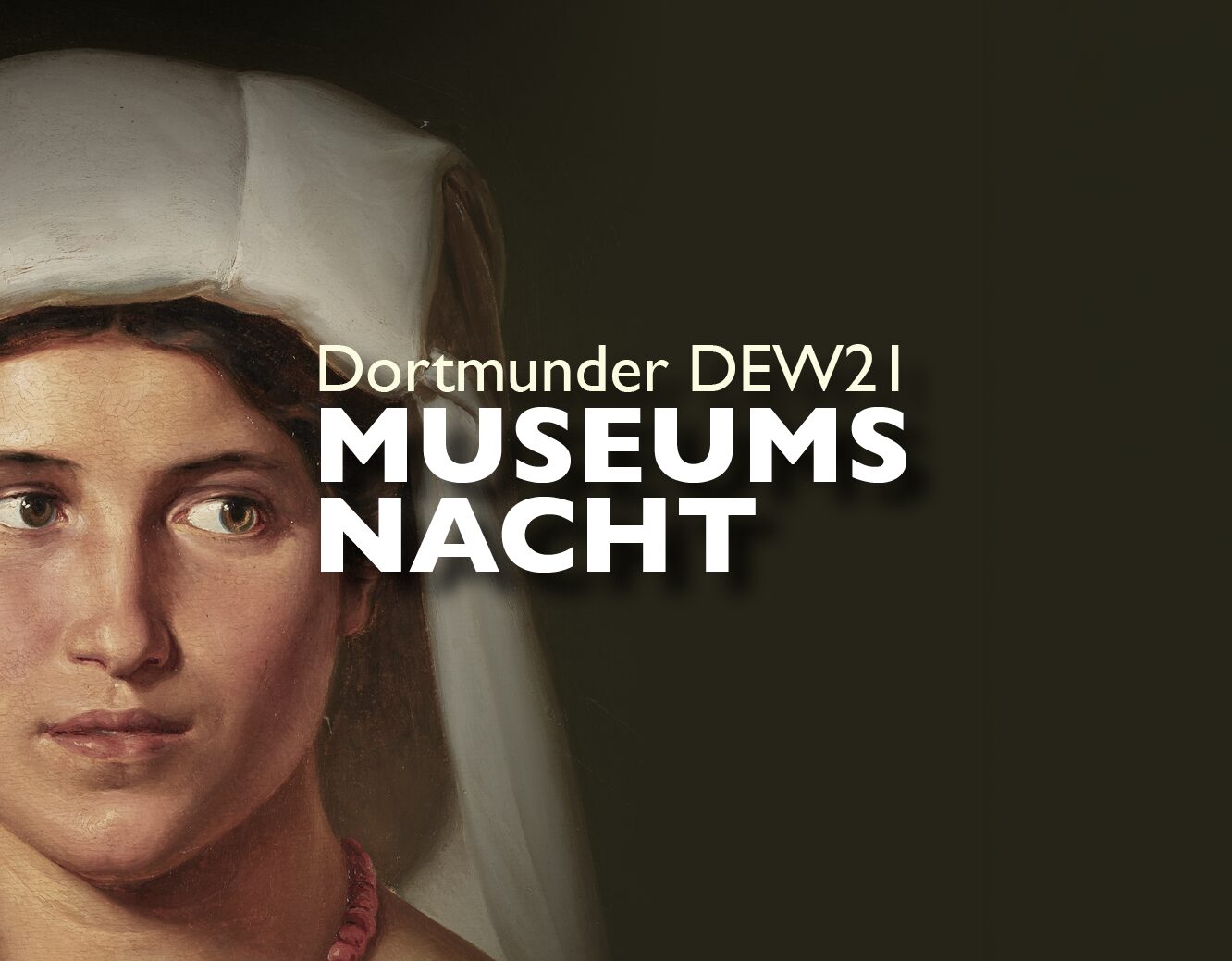 Keyvisual DEW21 Museumsnacht 2026 „Bildnis einer Italienerin“ von Theobald von Oer, © MKK, J. Spiler