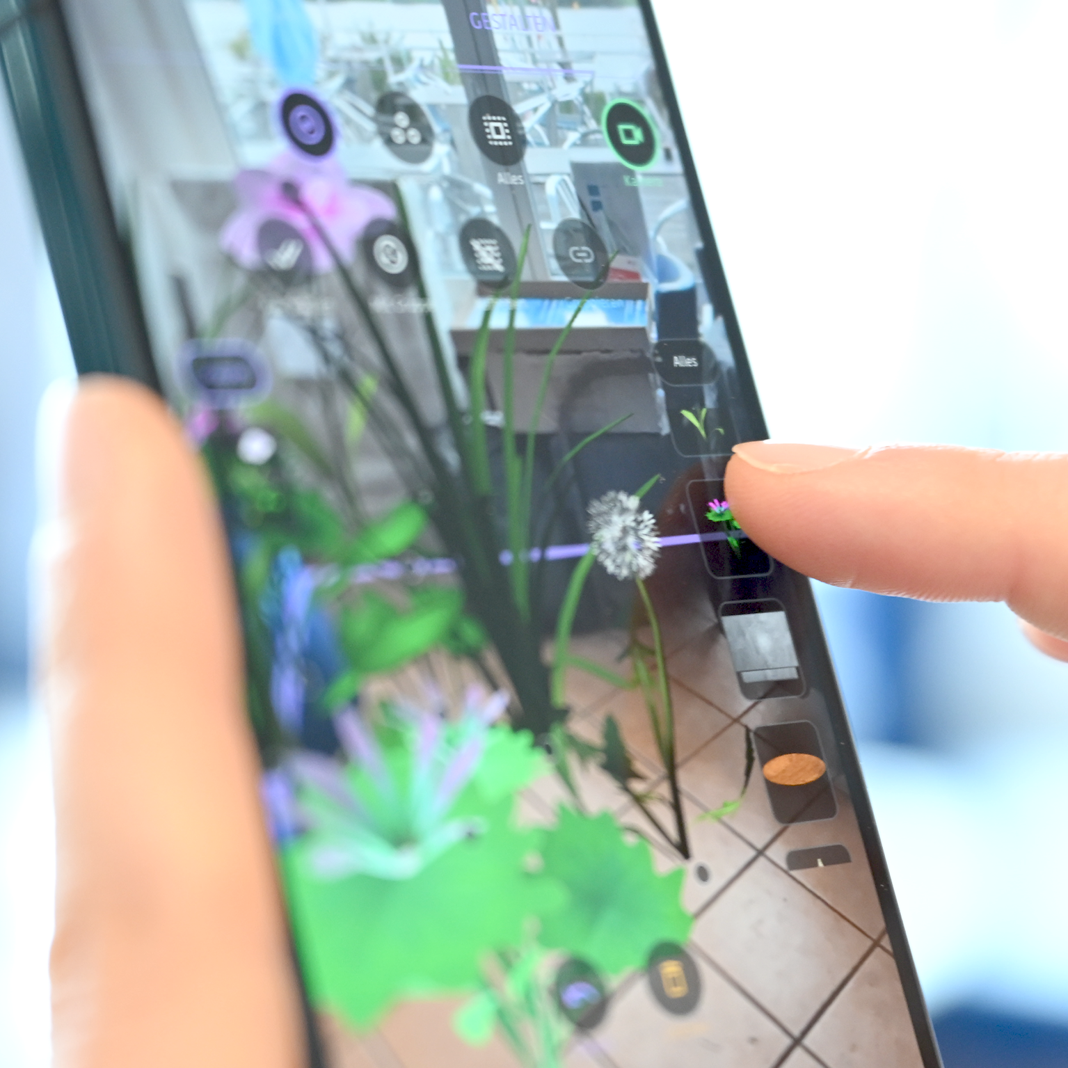 Smartphone mit der App-Anwendung von FlowAR